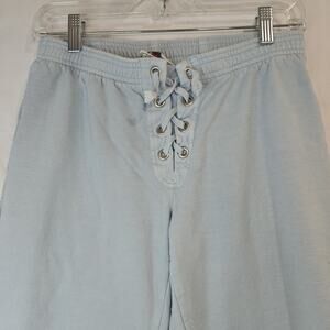 Hard Tail Forever Sz S Blue Sweatpants Lace Up Waist Lounge Wide Leg Pants